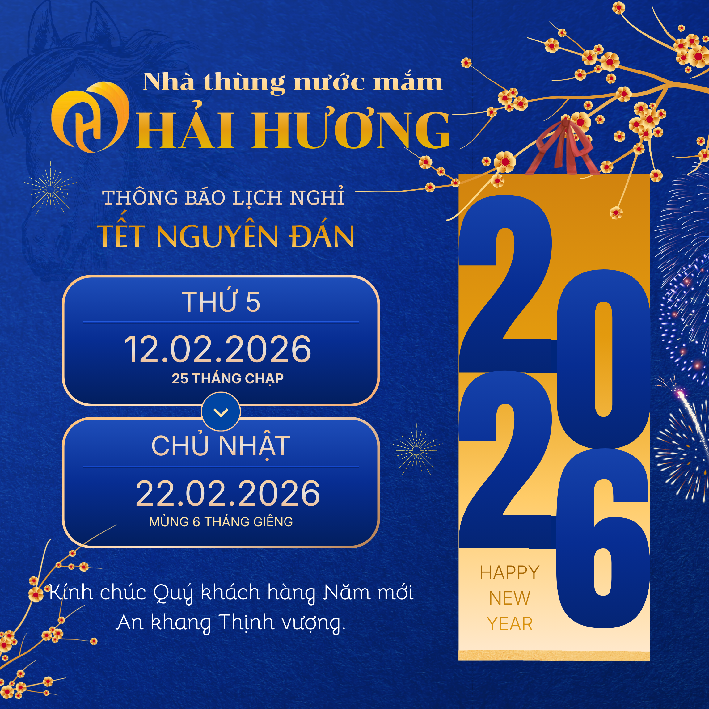 Hải Hương Thông Báo Lịch Nghỉ Tết